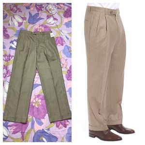NWT Ralph Lauren Men’s Wool Trouser Pleated front Tan/Ivory suit pants